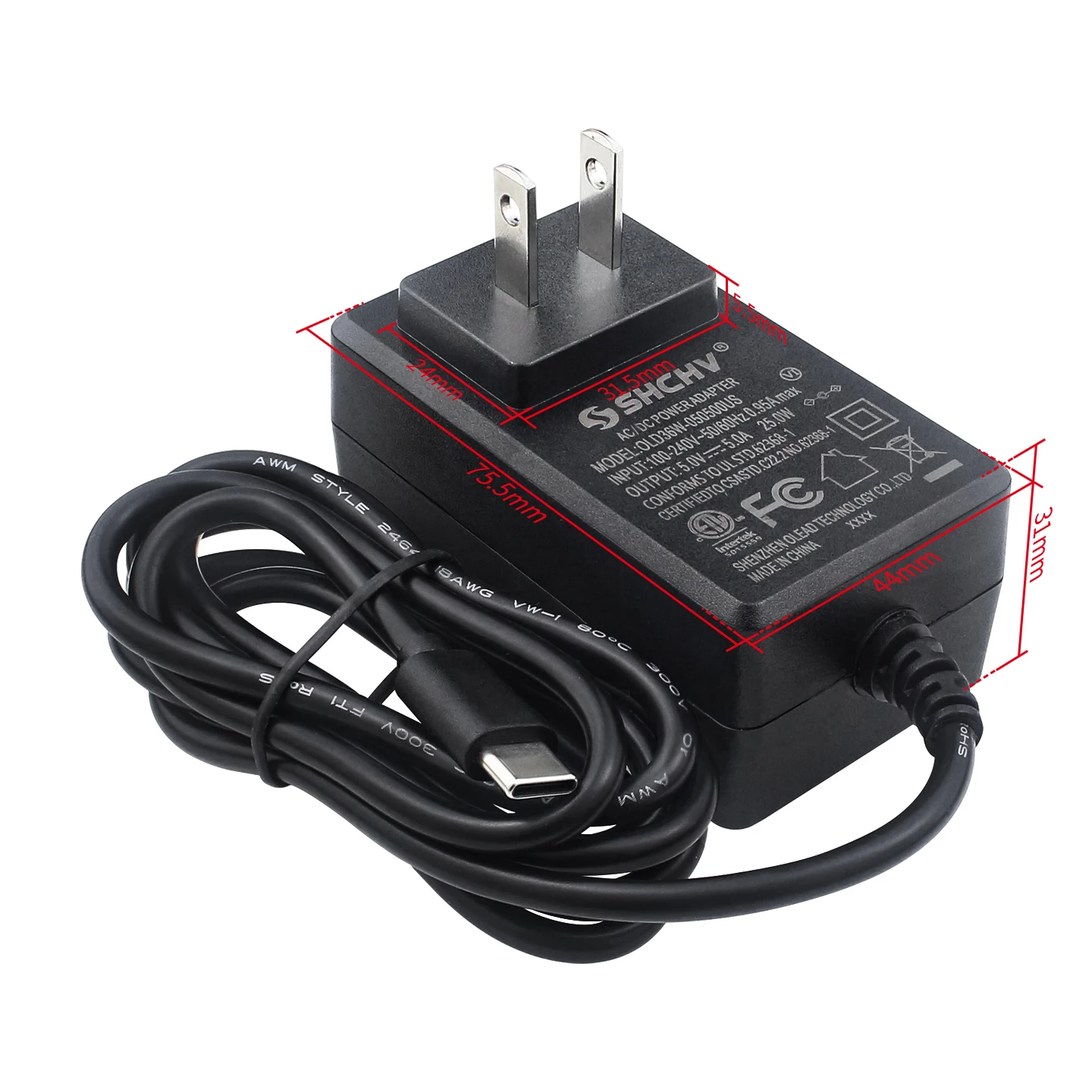 5V 5A 25W Netzteil USB Typ-C Anschluss Stromversorgung EU US – Bild 4
