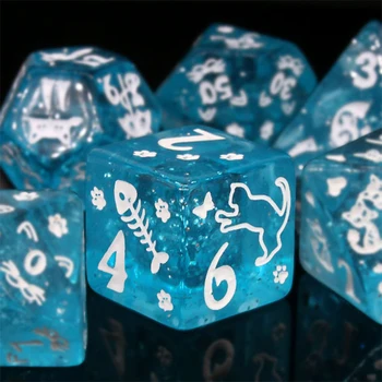 Doppel-Farben-Würfel-Set mit polyedrischer Goldschrift und digitaler Würfel für TRPG RPG D20 D12 D10 (7 Stück)