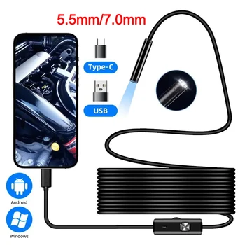 5,5/7,0MM Typ-C Endoskop-Kamera mit 6 Einstellbaren LEDs USB Android Flexibles Inspektions-Boreskop für Handy