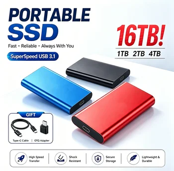 1TB Tragbare SSD 2TB Externe Festplatte USB 3.1 Hochgeschwindigkeits-Mobiler Datenspeicher für Laptop Mac PC