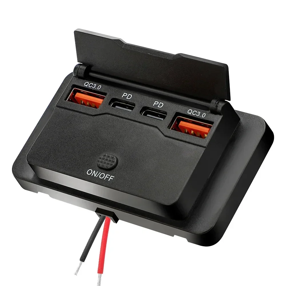 Auto-Ladeadapter mit Schalter 2/4 Anschlüsse 12V 24V PD QC3.0 – Bild 3