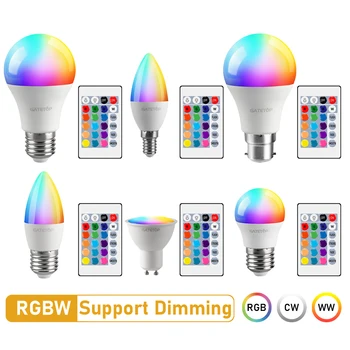 LED RGB Lampe Strahler Glühbirne E27 E14 GU10 B22 AC120V 230V LED-Leuchtmittel 6W 10W IR-Fernbedienung LED