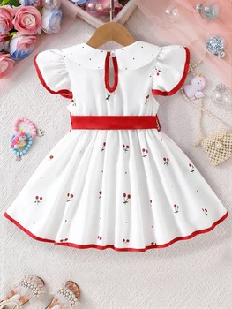 2023 sommer Neue Mädchen Infant Blumen Druck Kleid Atmungsaktive Baby Prinzessin Kleid 0-3 Jahre Kühlen