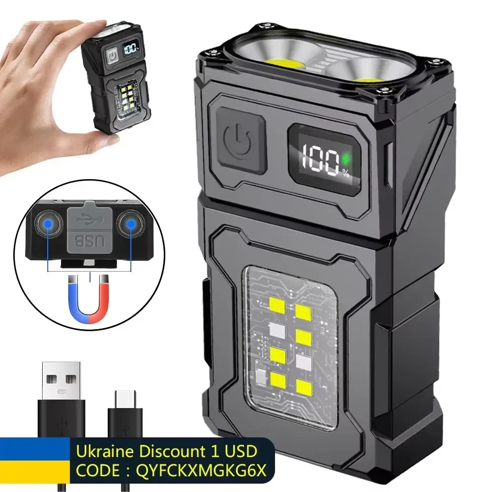 Mini-LED-Taschenlampe mit Magnet, USB-aufladbar