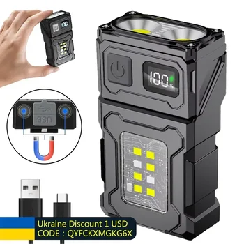 MINI USB wiederaufladbare LED-Taschenlampe, tragbare Taschenlampe mit Schwanzmagnet, superhell