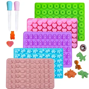 Gummibärchen-Formen, Silikon-Mini-Schokoladen-Süßigkeitsform für Kinder mit 2 Tropfen, einschließlich
