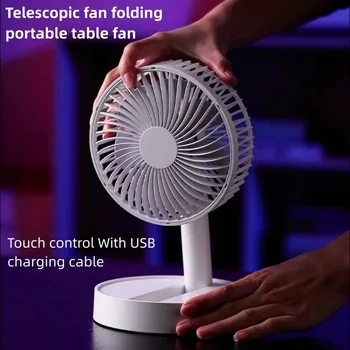 Faltbarer USB-Ventilator mit 4 Geschwindigkeiten und Timing, batteriebetriebener Mini-Ventilator