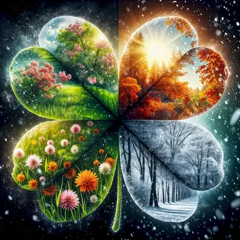 5D DIY Diamantmalerei „Die vier Jahreszeiten“ Landschaft Vollbohr-Strassmosaik Stickerei Handgemachte Produkte