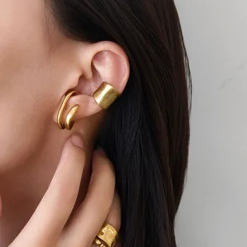 Koreanische Fake-Piercing-Ohrklemme, doppelter Kreis-Ohrclip, künstliche Ohrringe für Damen und Herren