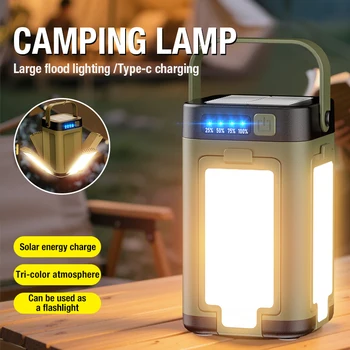 Tragbare Outdoor-Powerleuchte mit Typ-C-Ladefunktion, LED-Hängelampe mit Mehrfachmodi, Geeignet für Camping