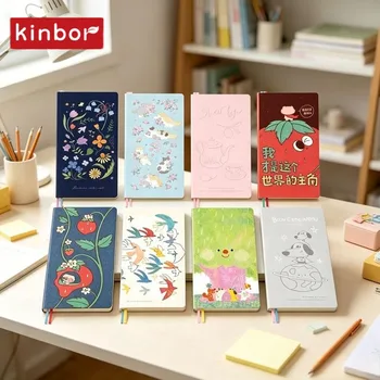Kinbor undatierter Wochenplaner, illustriertes Hardcover-Tagebuch mit zwei Seiten pro Woche, tragbares