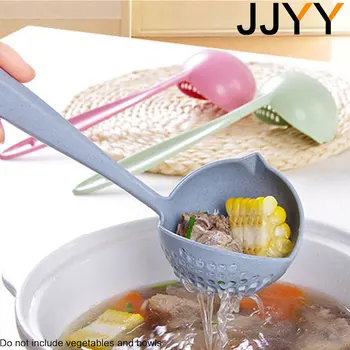 Jjyy der 2 in 1 Küchen löffel langer Griff Kunststoff Sieb Filter Geschirr Hot Pot Löffel