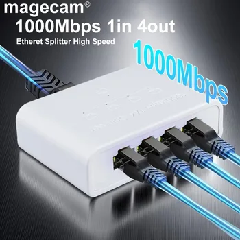 Magecam RJ45 Netzwerk Switch Hub 1 In 4 Out Konverter 1000 Mbit/s Gigabit Ethernet Switch Hub Draht Teiler PC