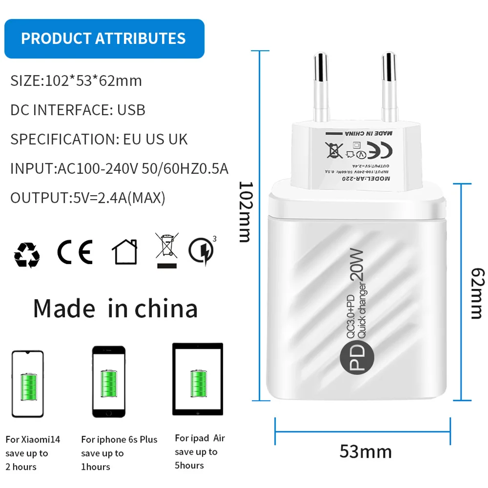 USB-Ladegerät 20 W, Quick Charge 3.0, für iPhone und Android – Bild 2