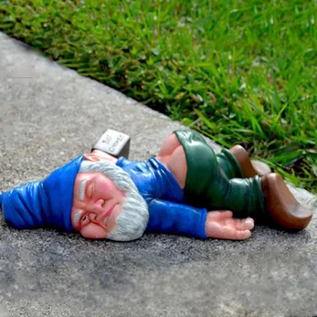 15 cm getrunkene Gartenzwerge, lustige Harzstatuen für Heimdekoration, skurrile Innen- und Außenornamente