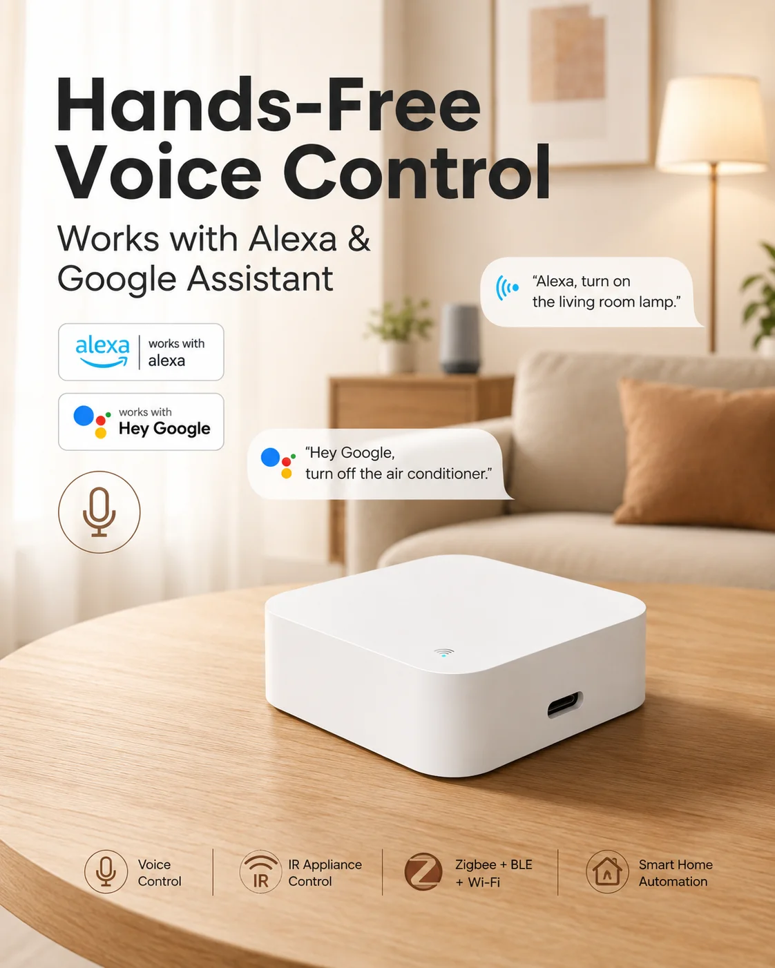 Smart Home Hub Gateway mit IR-Fernbedienung, Zigbee Wi-Fi BLE – Bild 4