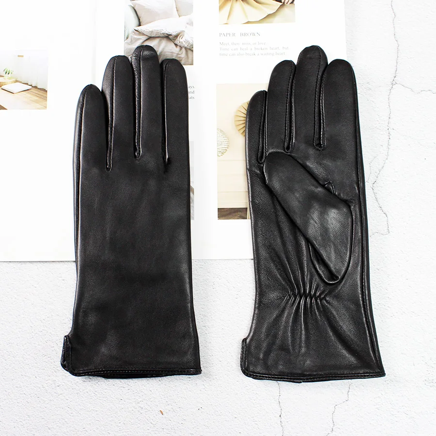 Leder-Schaffell-Handschuhe für Damen, Herbst, warm – Bild 2