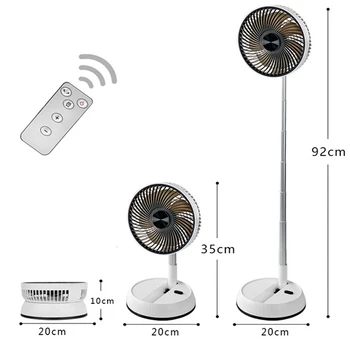 Tragbarer Faltventilator, 6000 mAh, USB-Fernbedienung, Luftkühler, geräuschlos, wiederaufladbar, kabellos
