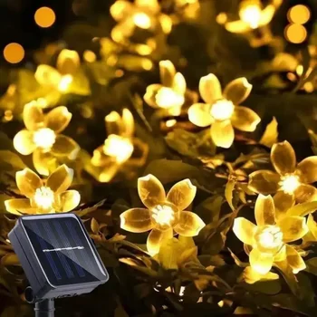 5/7/12/22M Solar String Sakura Lichter 20/50/100/200LEDS Im Freien Wasserdichte Festival Garten Dekorative
