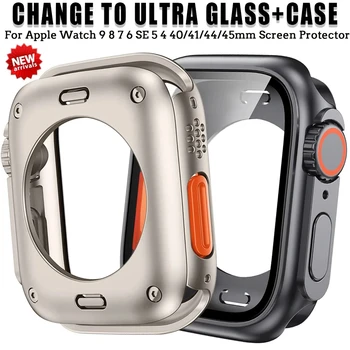 Displayschutzfolie für Apple Watch 45mm 44mm 40 41 42 46mm PC Vorder- und Rückseiten-Schutzhülle iWatch 11 10