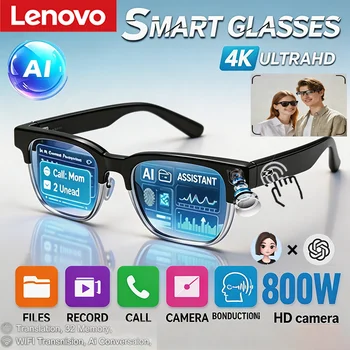 Lenovo KI-Sprachassistent Smart-Brille 4K Fernbedienung Touch-Fotokamera Aufnahme Übersetzer Kabellose