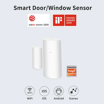 Tuya WiFi Smart Tür- und Fenstersensor Drahtloser Kontaktmelder für Hausautomation und Sicherheitssystem