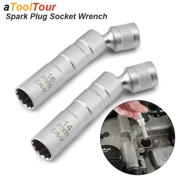 Zündkerze Steckschlüssel Adapter 14mm 16mm Installieren Ersetzen Reparatur Kit Schwenk Drehmoment Magnetische