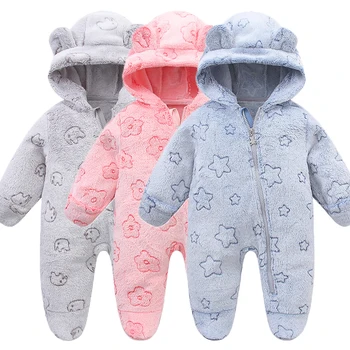 Weiche Neugeborene Baby Kleidung Flanell Herbst Winter Baby Jungen Mädchen Overall Cartoon Neugeborenen Body