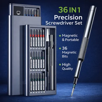 Präzisions-Schraubendreher-Set, Schraubendreher-Set mit 36 langen S2-Bits, magnetisches Reparaturwerkzeug