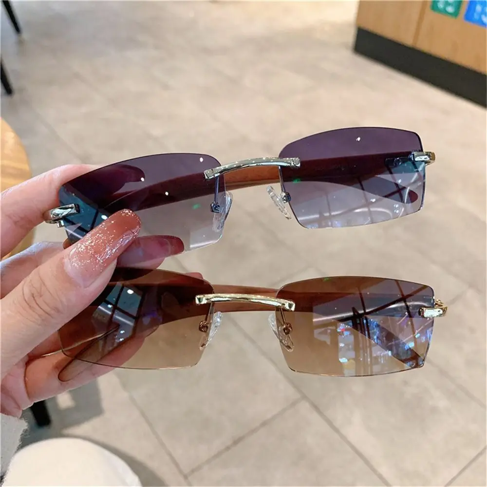 Trendige Punk-Sonnenbrille, randlose rechteckige Sonnenbrille – Bild 2