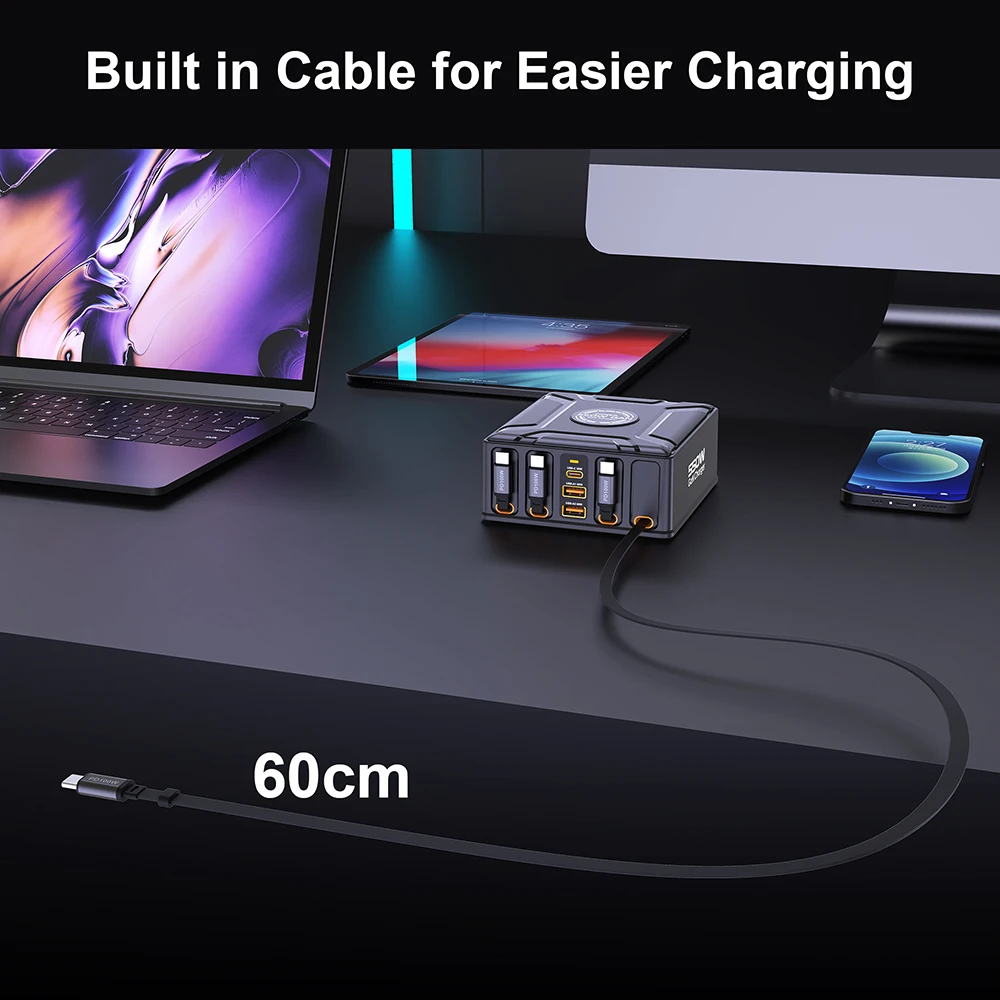 550W 7-in-1 Ladestation mit 100W einziehbarem USB-C-Kabel – Bild 5