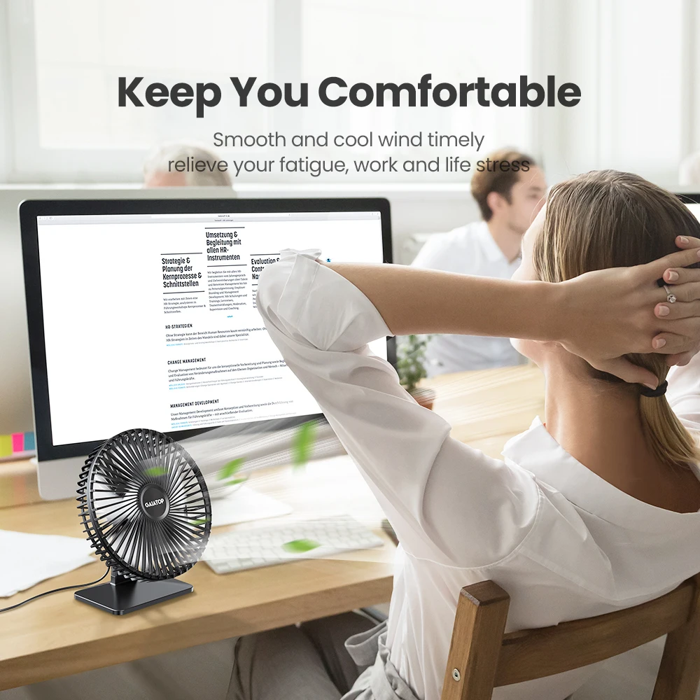 GAIATOP Schreibtischventilator, tragbarer USB-Ventilator 90 ° – Bild 4