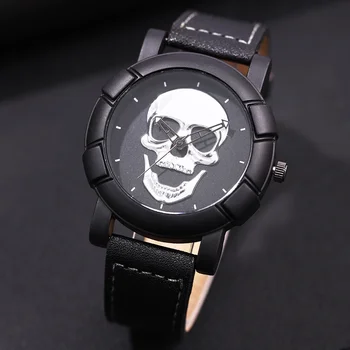 Personalisierte 3D-Totenkopf-Uhren für Herren, luxuriöse Herren-Quarz-Armbanduhr