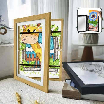 Kunstrahmen mit Holzklappe, magnetisch, A4-Fotorahmen, gerahmtes Bild, DIY, Ausstellung von Gemälden