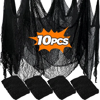Halloween schwarze gruselige Tücher 76 x 198 cm Mesh Käseklappen Halloween Party Gaze Netting Spinnennetz Wand