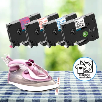 12 mm 18 mm Stoffband kompatibel für Brother Ptouch TZe-FA231 TZe-FA3 Aufbügel-Etikettenband für PTD400 PTD210