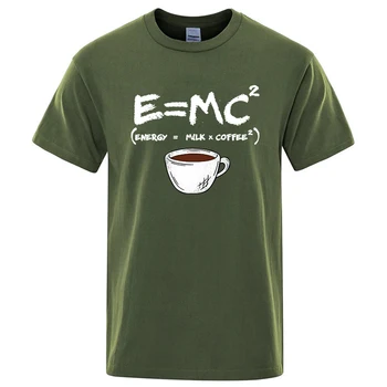 Sommer-T-Shirt für Herren, Baumwollmischung, lässig, lustig, Energy=Milk+Coffee-Druck, coole, lockere