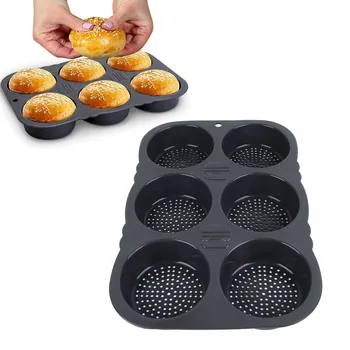 Hamburger-Brötchenform mit 6 Mulden, faltbar, wiederverwendbar, Brotform - 40 ℉ bis +446 ℉ Hitzebeständige