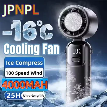 JPNPL 4000 mAh tragbarer Hochgeschwindigkeits-Ventilator zum Umhängen, faltbar, 100 Geschwindigkeitsstufen