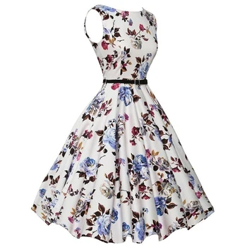 Sommer Vestidos Kleid Kleidung Floral Robe Retro Swing Casual Vintage Rockabilly Kleider