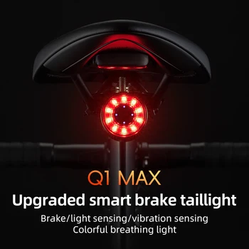 ROCKBROS Smart Fahrrad Rücklicht Typ-C Lade Auto Bremse Sensing LED Rücklicht Aluminium Legierung Fahrrad