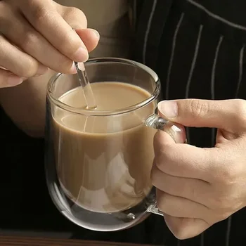 80-450ML Hitzebeständige Doppel Wand Tee Glas Tasse Bier Kaffee Handgemachte Kreative Kalte getränke