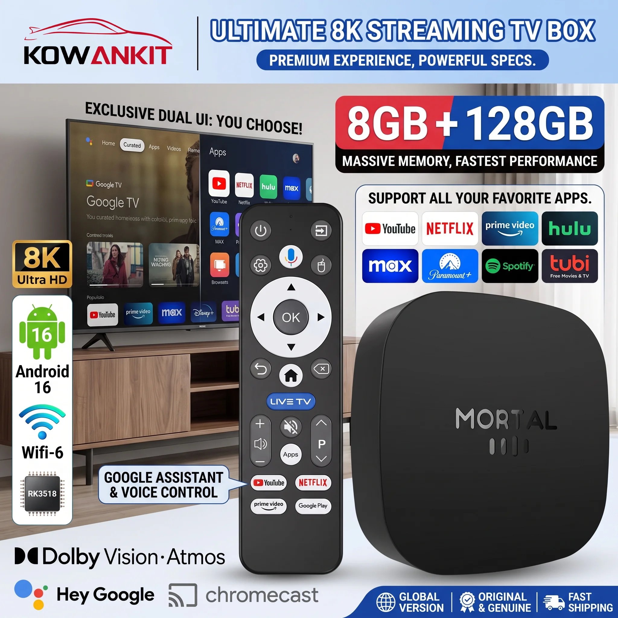 2026 8K HD Smart TV Box Neuer T1 Plus Android 16 8GB RAM