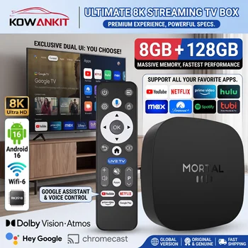 2026 8K HD Smart TV Box Neuer T1 Plus Android 16 8GB RAM 128GB ROM RK3518 Dual Wifi 2,4G/5,8G