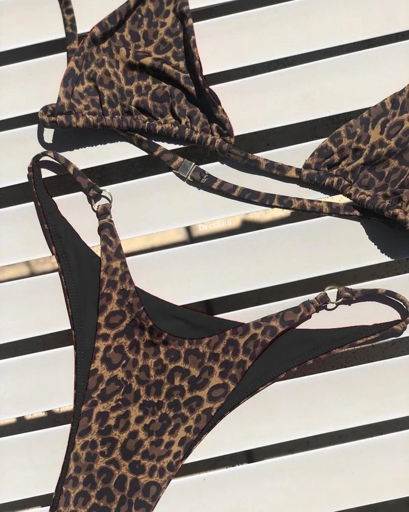 Sexy Leopard Bikini Anzug Frauen Strap Push Up Badeanzug Drei – Bild 3