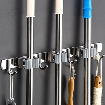 Wandhalterung Mop Organizer Halter Besenhaken Edelstahl Aufbewahrungshaken Küche Badezimmer Organisation
