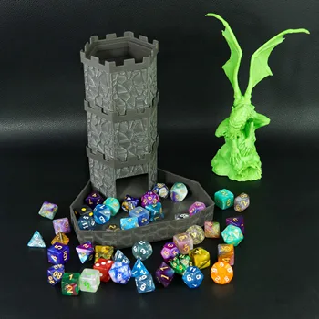 Würfelturm mit Ziegelstein schloss muster-ideal für D & D-Spiel-RPG und Tischs piele mit Würfel-Rollt ablett