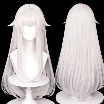 MSIWIGS Spiel Cosplay Perücken Synthetische Lange Gerade Weiße Haare Hitzebeständige Perücke für Halloween