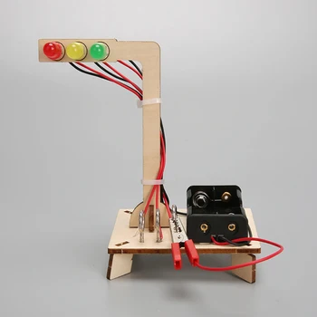 Holz-Verkehrslichter-Modell für Kinder, wissenschaftliches Spielzeug, lustige Technologie