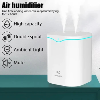 HOMEFISH 2000ML USB Cool Mist Luftbefeuchter Doppel Spray Port Ätherisches Öl Aromatherapie Luftreiniger